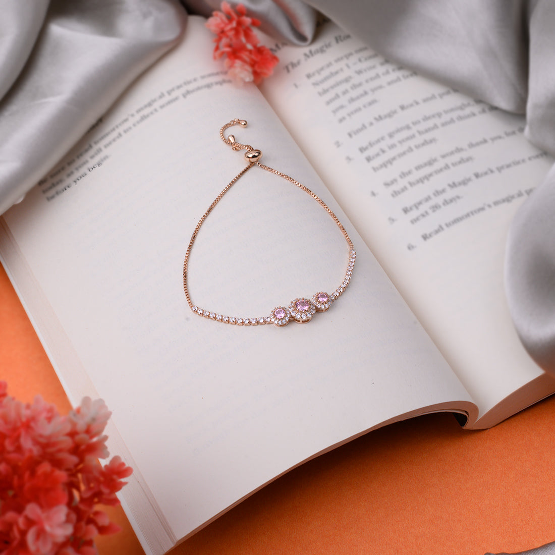 Blossom Elegance Pink & White CZ Bracelet