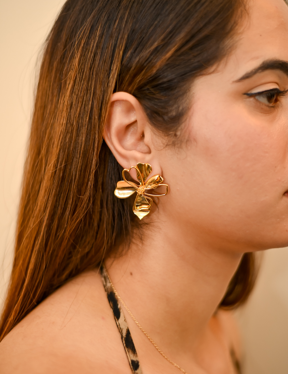 Dual-Layer Floral Stud Earrings