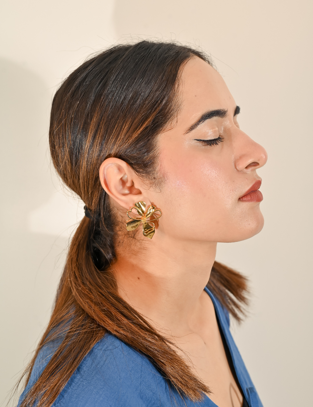 Dual-Layer Floral Stud Earrings