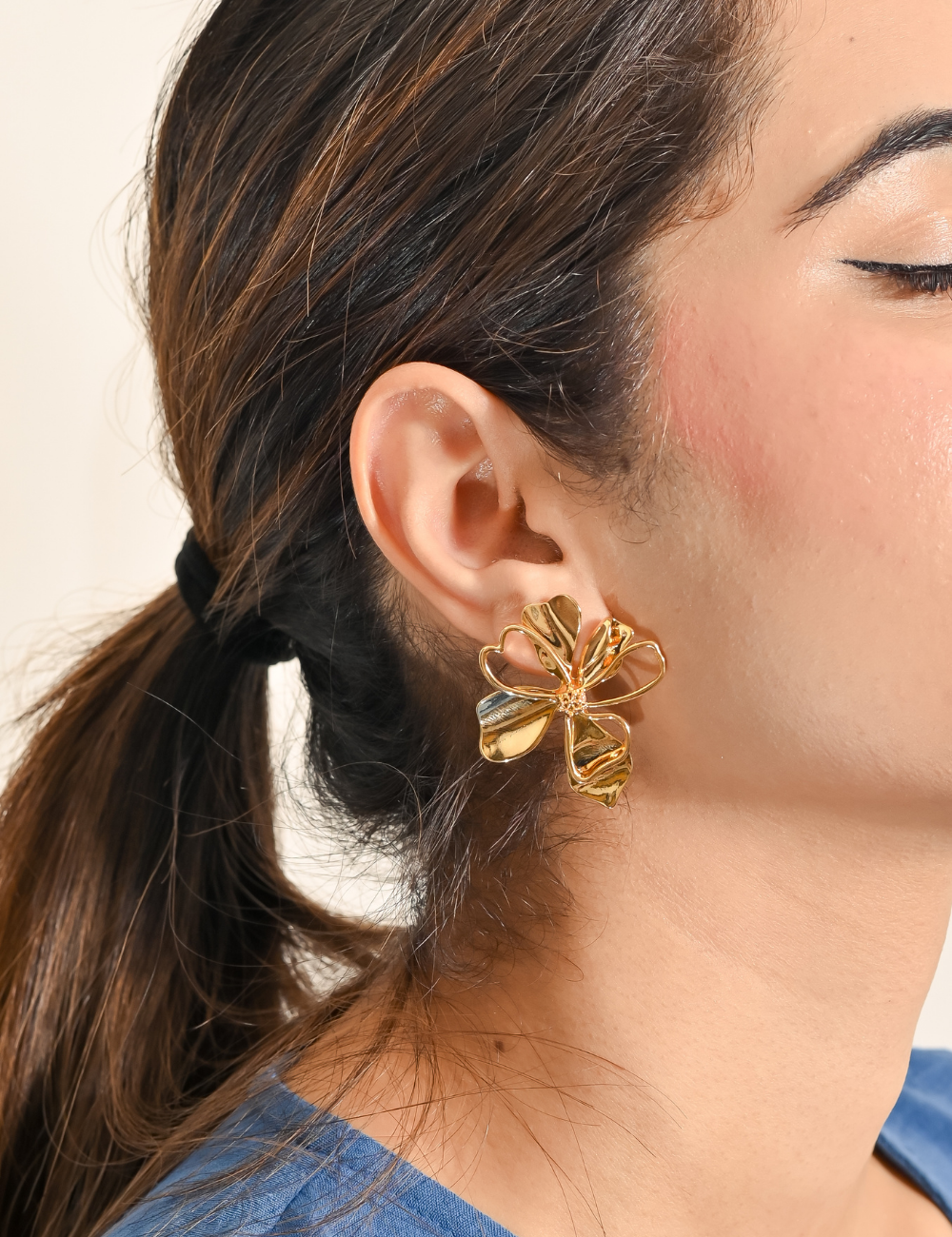 Dual-Layer Floral Stud Earrings
