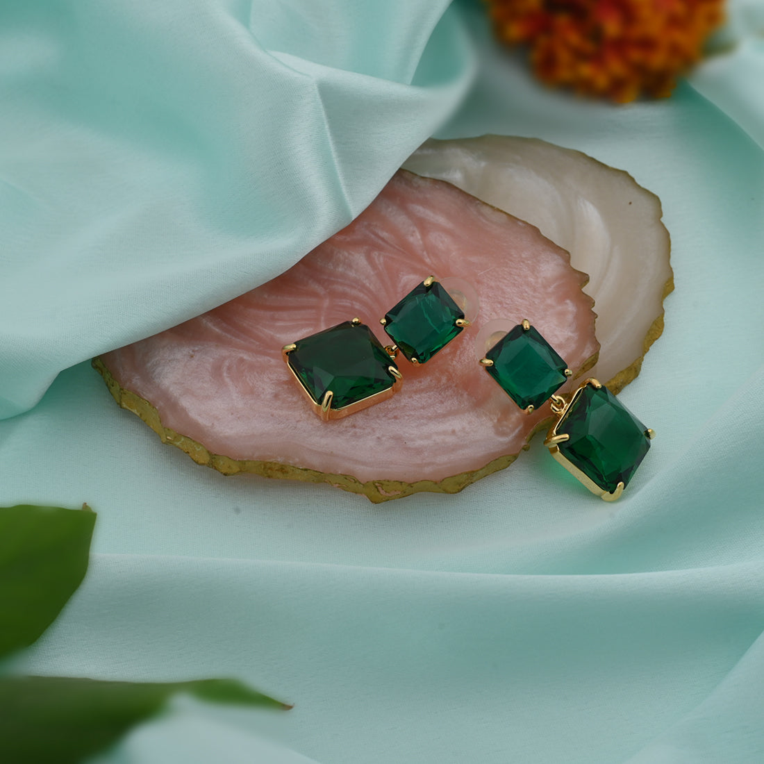 Emerald Enigma Dangle Studs