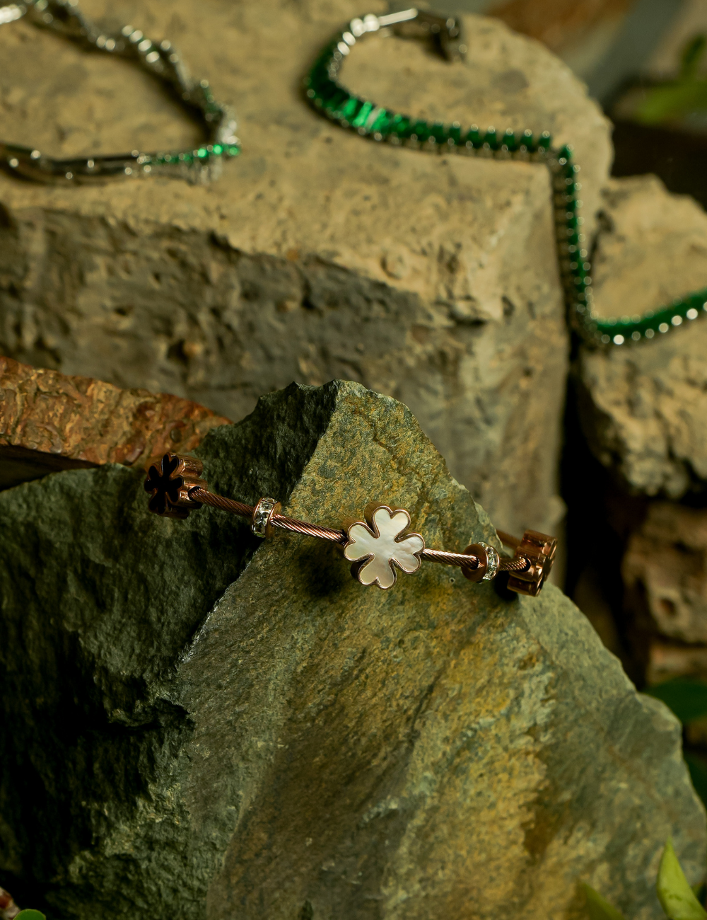 Floral Rose Gold Wristlet