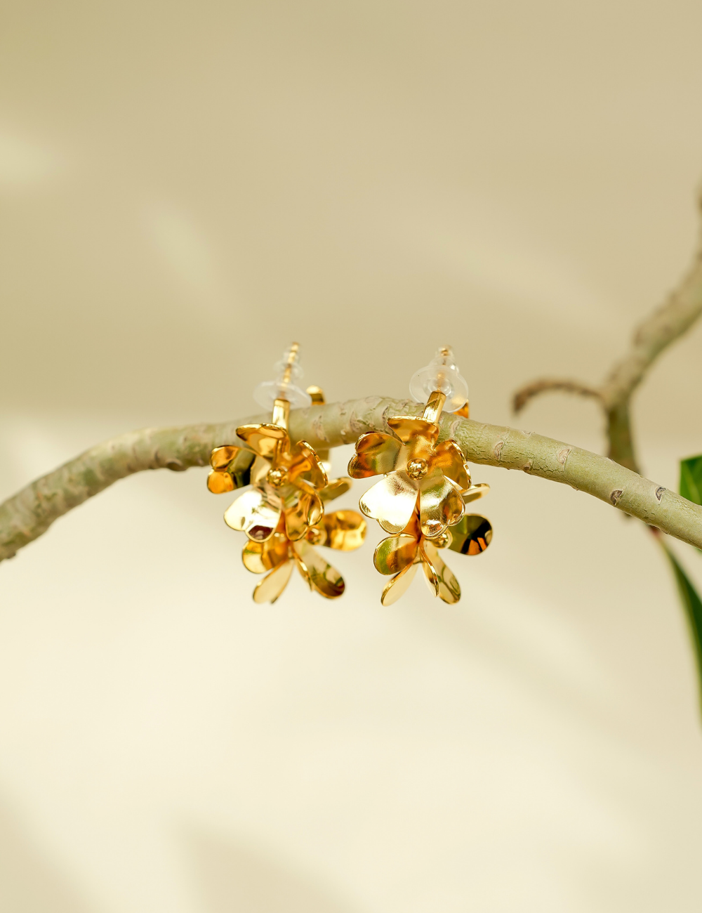 Gold Petals Hoop Earrings