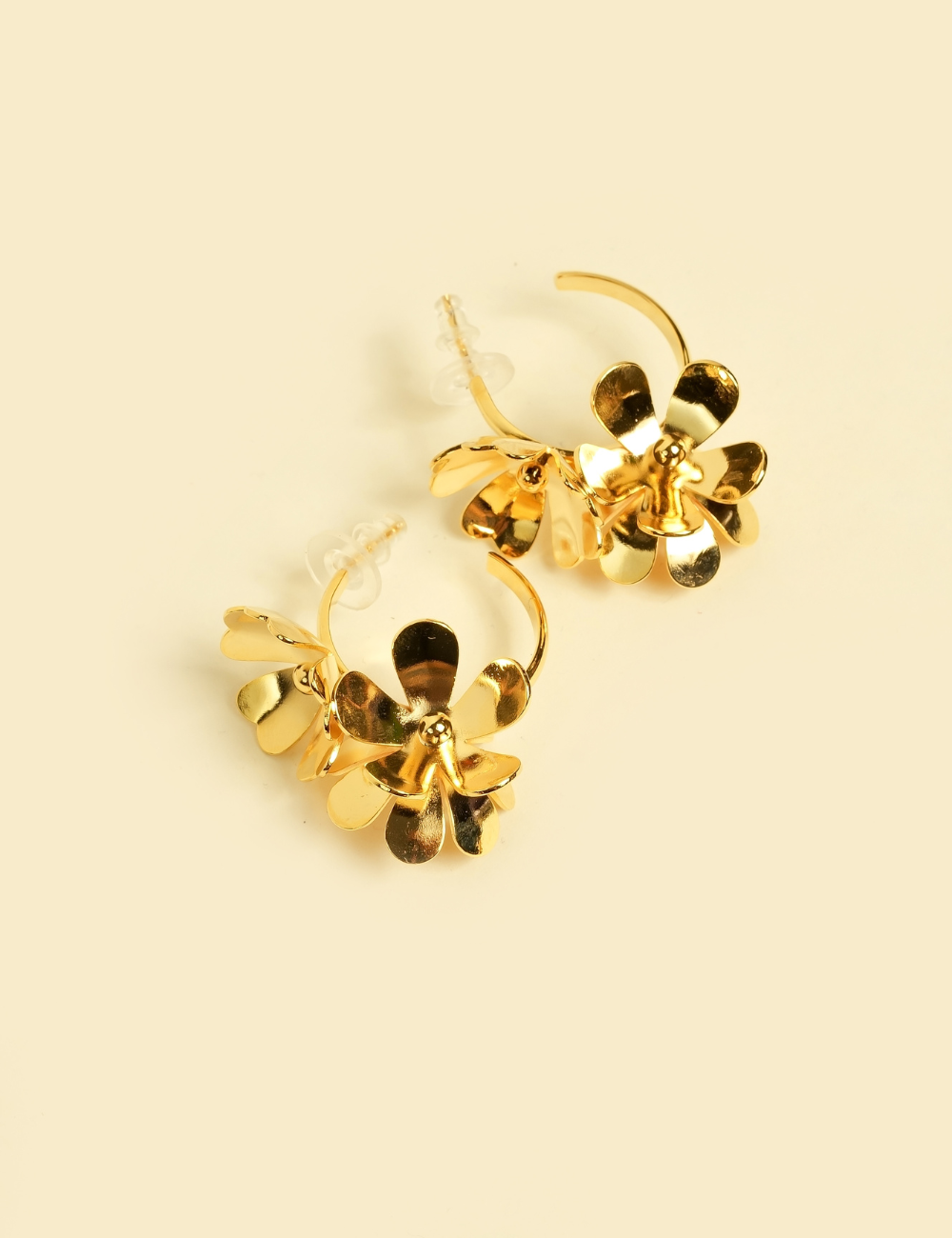Gold Petals Hoop Earrings