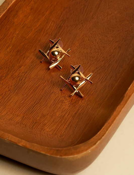 Golden Checkers Playful Studs