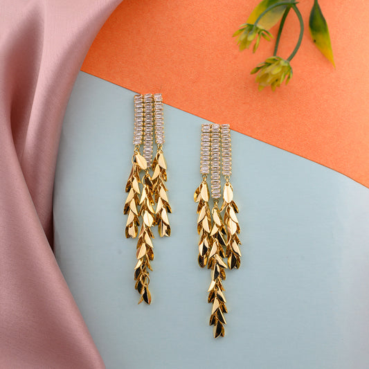 Golden Leaf Bud Earrings