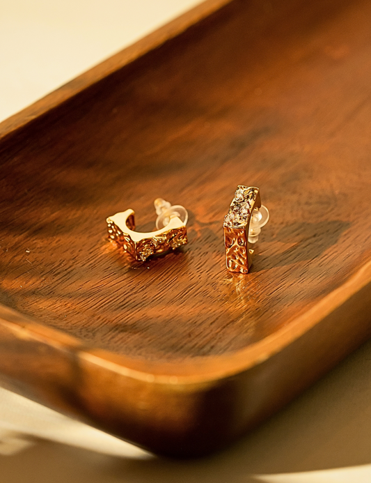 Hammered Studded Hoops