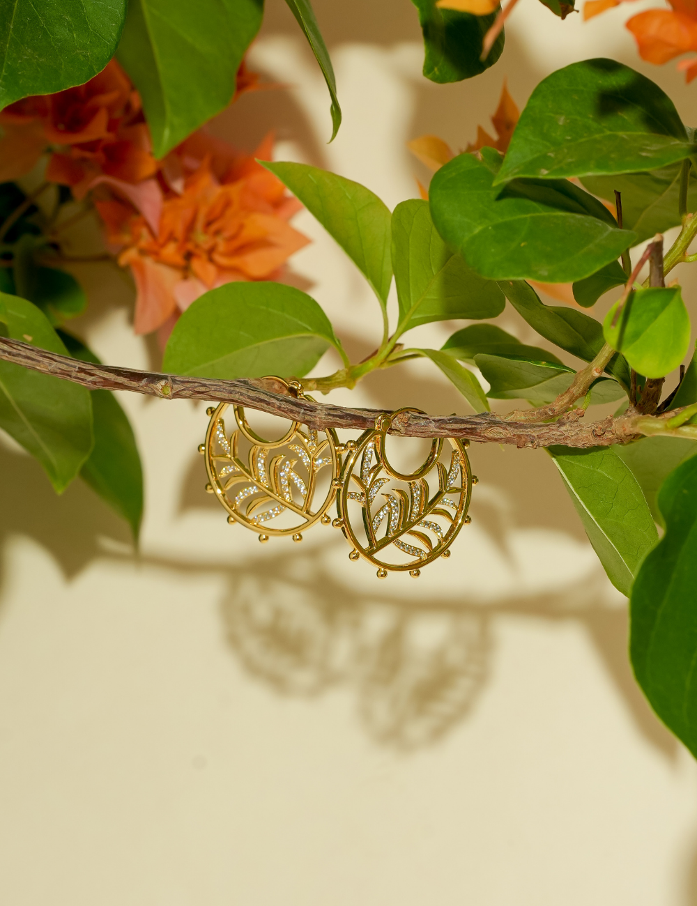 Leafy Circle Dangler Earrings