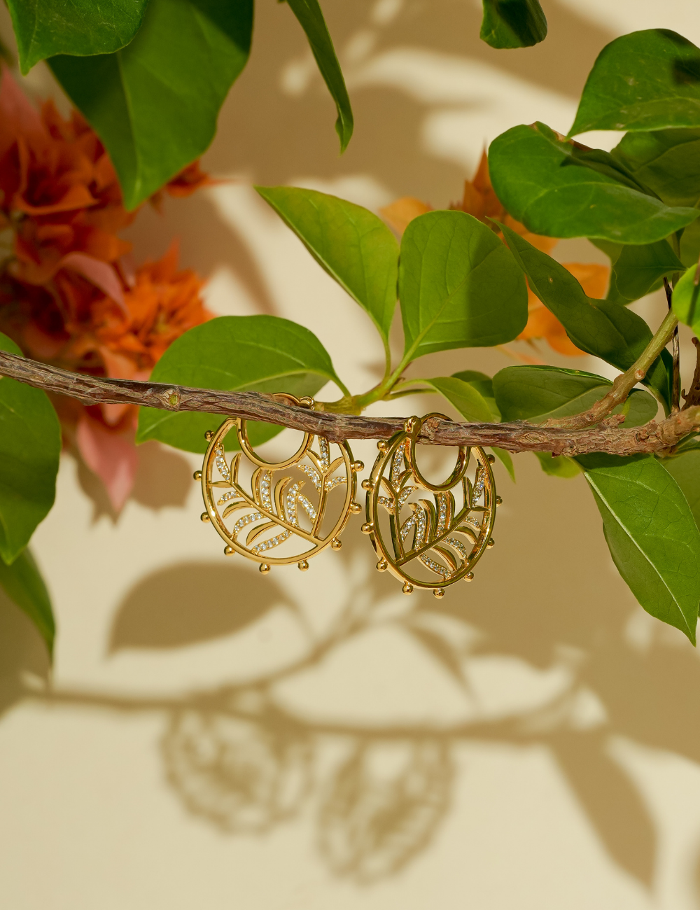Leafy Circle Dangler Earrings