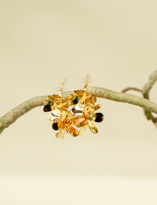 Gold Petals Hoop Earrings