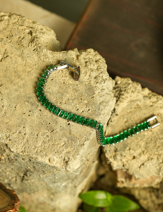 Green Emerald Cubic Zirconia Bracelet